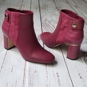 White House Black Market Brynn Dark Sangria Women's Leather Bootie Boots